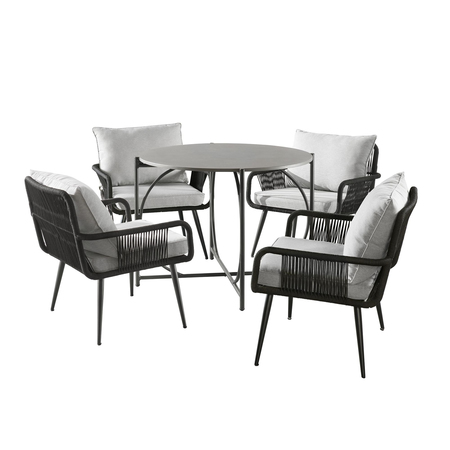 ALATERRE FURNITURE Andover All-Weather Outdoor Bistro Set with Four Rope Chairs and 30" H Bistro Table AWWK0225KK